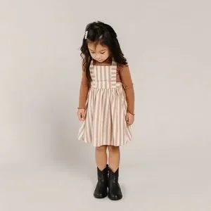 NWT Rylee + Cru Retro Striped Brown and White Pinafore Dress